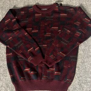 Vintage Pacific Winds  Sweater Knitted Men’s Trendy Burgundy/maroon/ Black Sz L